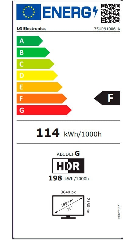 Etiqueta de Eficiencia Energética - 75UR91006LA