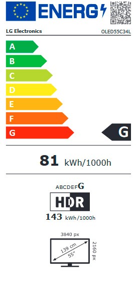 Etiqueta de Eficiencia Energética - OLED55C34LA