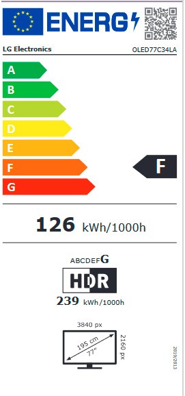 Etiqueta de Eficiencia Energética - OLED77C34LA