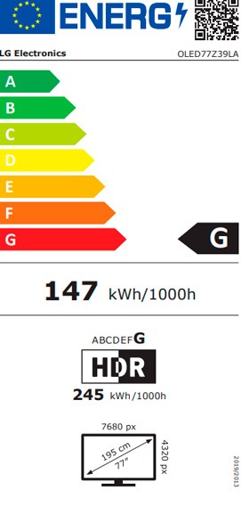 Etiqueta de Eficiencia Energética - OLED77Z39LA