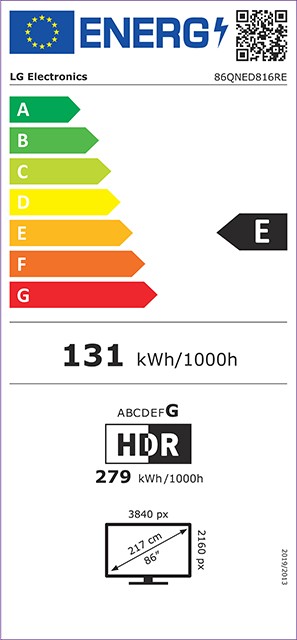 Etiqueta de Eficiencia Energética - 86QNED816RE