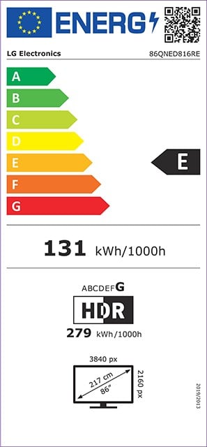 Etiqueta de Eficiencia Energética - 86QNED816RE