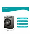 Lavadora Libre Instalación - Hisemse WFQP8014EVMT, 8 kg, 1400 rpm, Look Inox