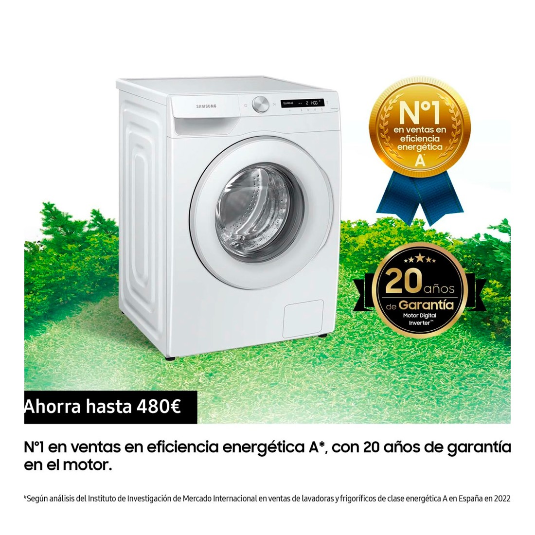 Lavadora Libre Instalación -Samsung WW90T534DTW/S3, 9 kg, 1400 rpm,  EcoBubble, Autodosificación, WiFi, Blanco