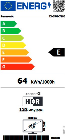 Etiqueta de Eficiencia Energética - TX-55MX710E