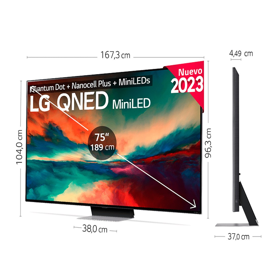 TV MiniLed - LG 75QNED866RE, 75 pulgadas, UHD 4K, Procesador Inteligente α7  4K Gen6, Dolby Atmos, Negro