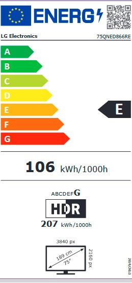 Etiqueta de Eficiencia Energética - 75QNED866RE