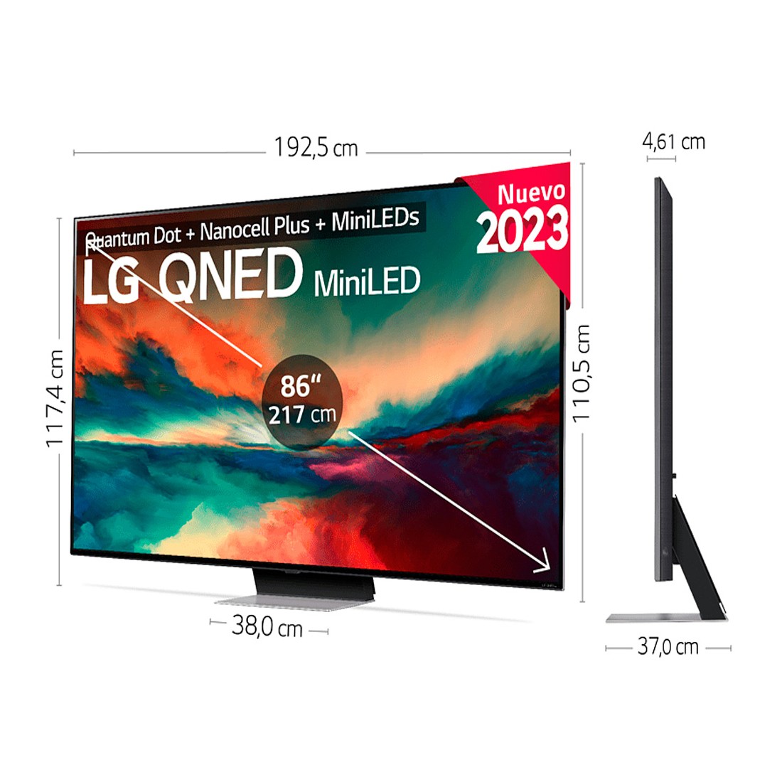 TV MiniLed - LG 86QNED866RE, 86 pulgadas, UHD 4K, Procesador Inteligente α7  4K Gen6, Dolby Atmos, Negro