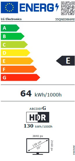 Etiqueta de Eficiencia Energética - 55QNED866RE