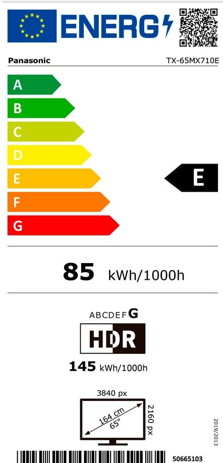 Etiqueta de Eficiencia Energética - TX-65MX710E