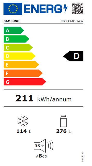 Etiqueta de Eficiencia Energética - RB38C605DWW/EF