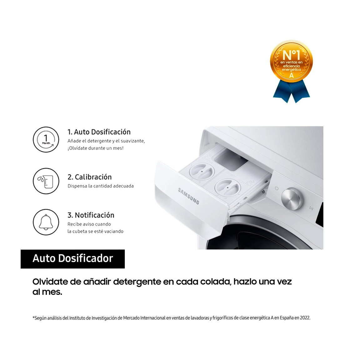 Lavadora de carga frontal Samsung AddWash WW90T684DLE/S3 de 9 Kg y 1.400  rpm con autodosificación