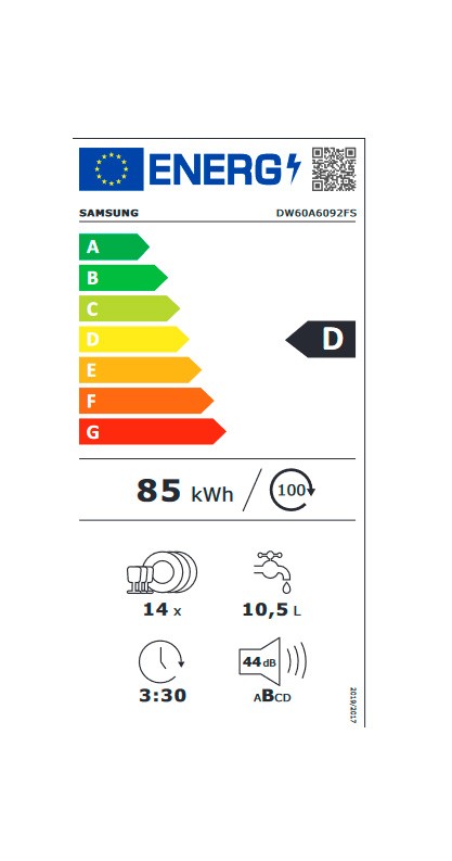 Etiqueta de Eficiencia Energética - DW60A6092FS/ET