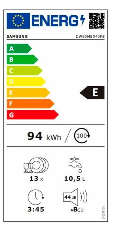 Etiqueta de Eficiencia Energética - DW60M6040FS/EC