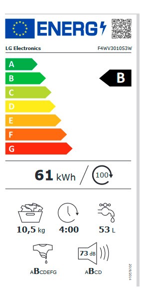 Etiqueta de Eficiencia Energética - F4WV3010S3W