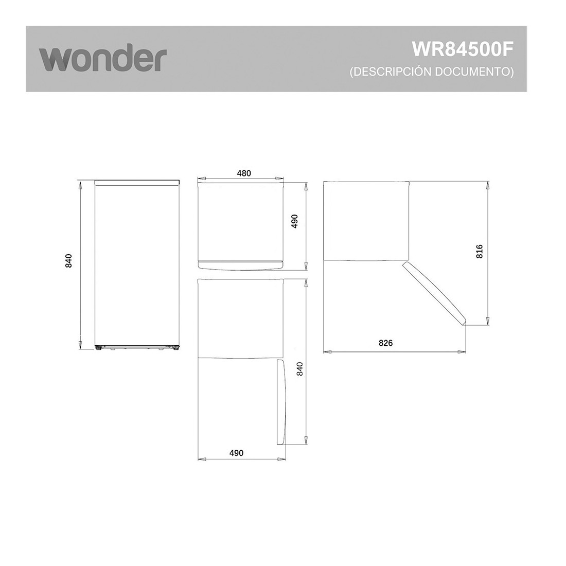 Frigorífico Una Puerta - Wonder WR84500F, Cíclico, 0.84 metros, Blanco