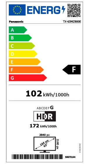 Etiqueta de Eficiencia Energética - TX-65MZ800E