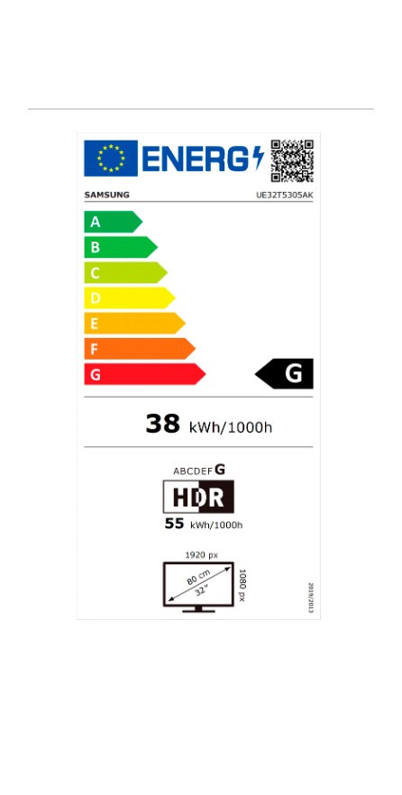 Etiqueta de Eficiencia Energética - UE32T5305CKXXC