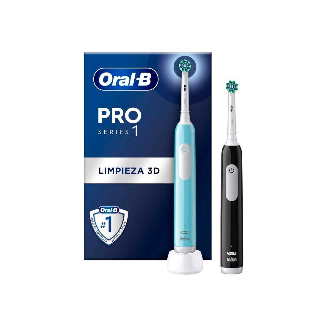 Cepillo de Dientes Eléctrico - Oral-B Pro1 Duo Turquesa + Negro