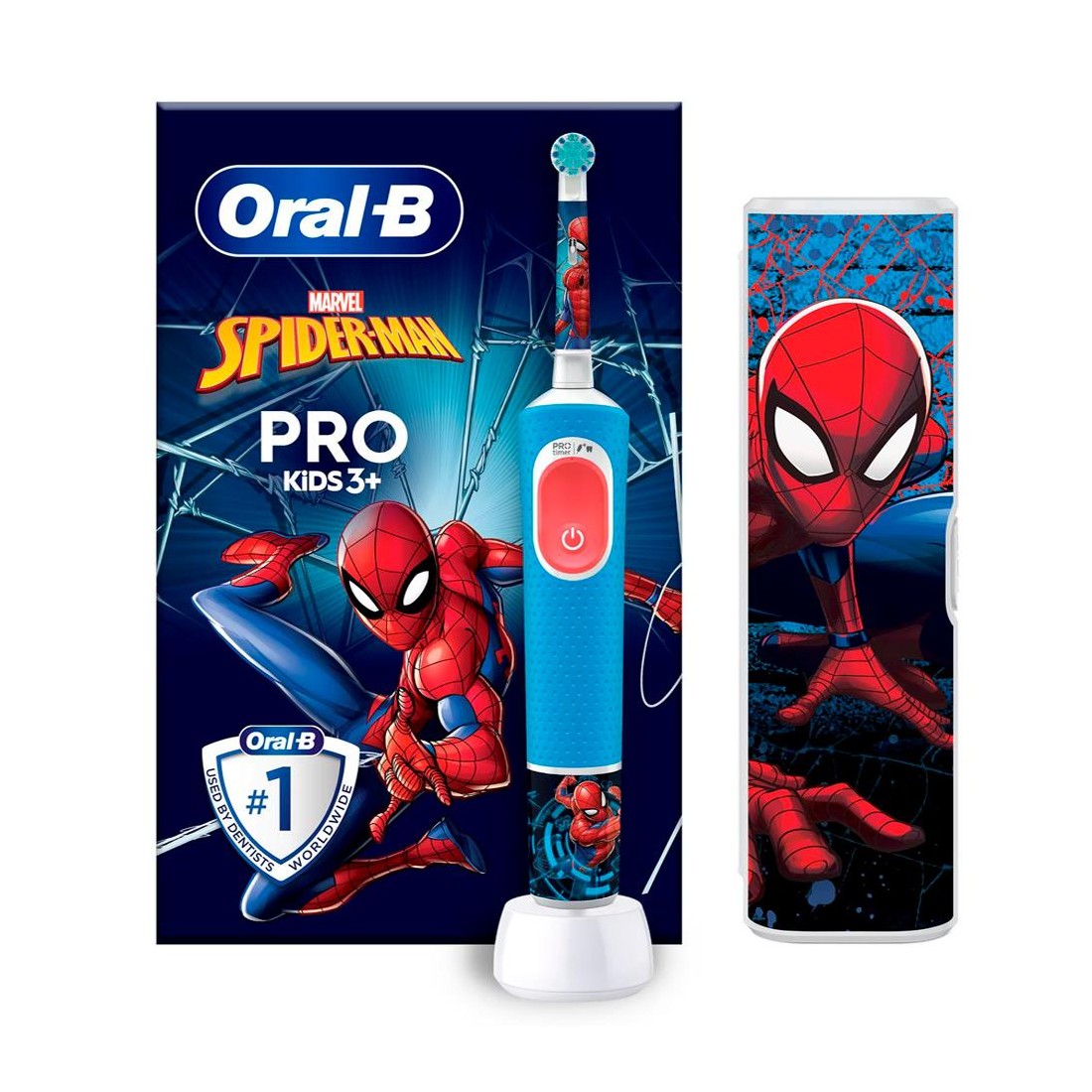 Cepillo de Dientes Eléctrico - Oral-B Vitality Pro Kids + Funda Viaje,  Spiderman