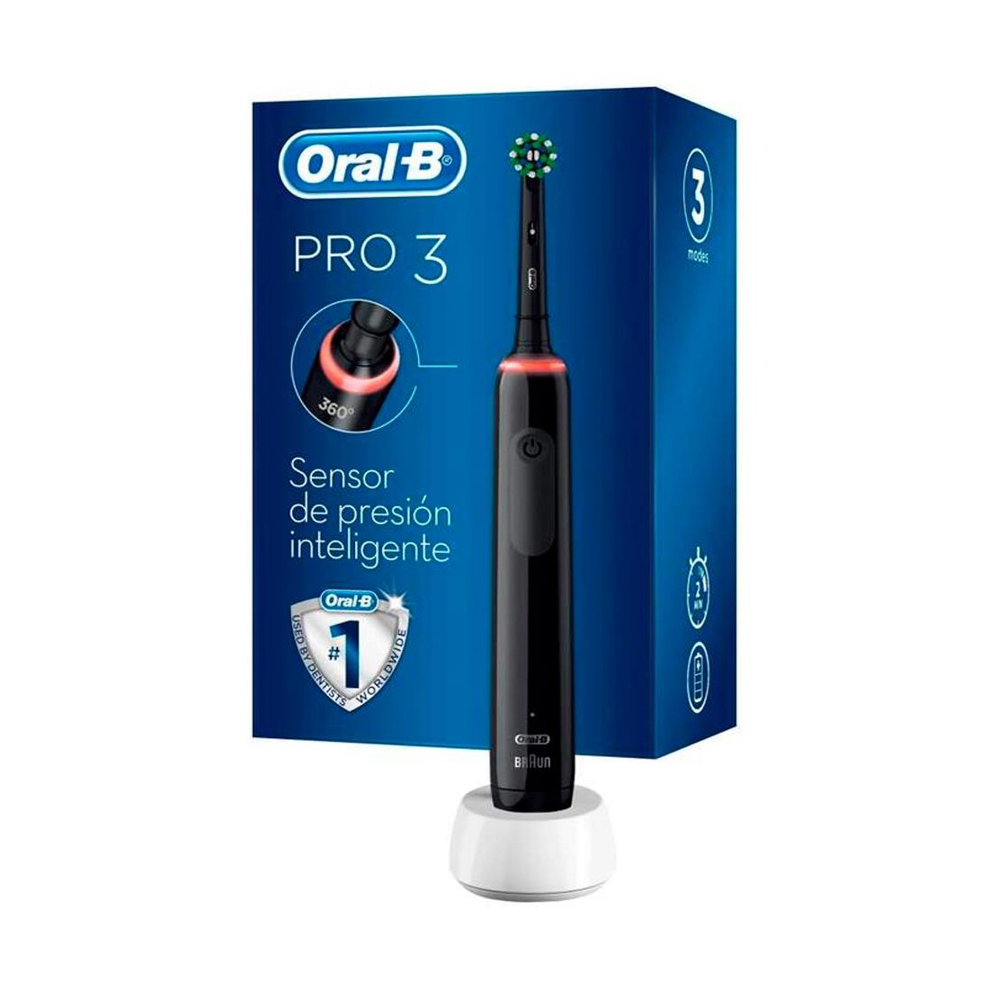 Cepillo de Dientes Eléctrico - Oral-B PRO3 Negro + 4 recambios Cross Action