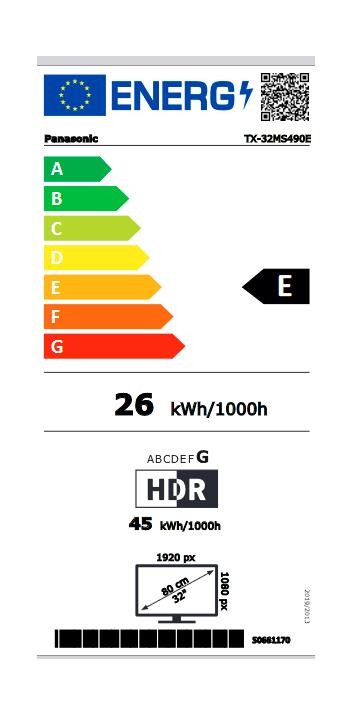 Etiqueta de Eficiencia Energética - TX-32MS490E