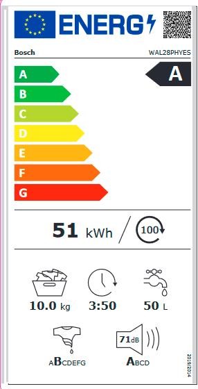 Etiqueta de Eficiencia Energética - WAL28PHYES