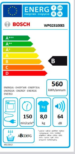 Etiqueta de Eficiencia Energética - WPG23100ES