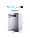 Lavavajillas Libre Instalación -  Candy CF 4E4F0X, 14 servicios, 44 dB, 60 cm, Inox
