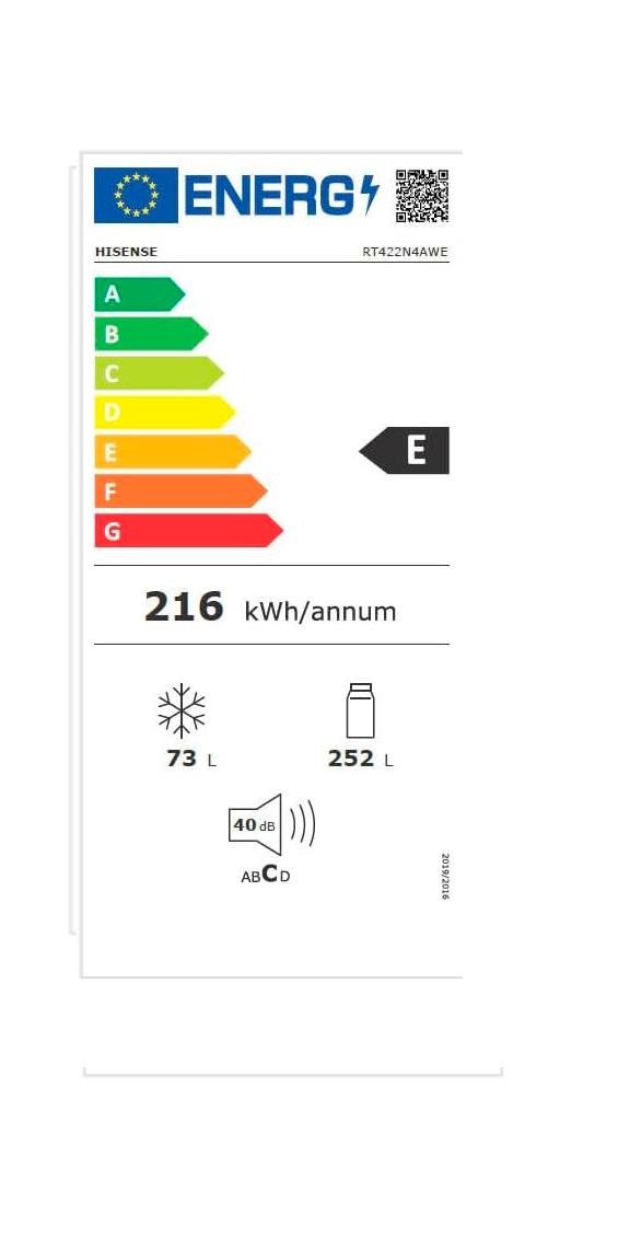Frigoríficos 2 Puertas 170x60 NoFrost Hisense RT422N4AWE Blanco Clase E -  Hnos. García