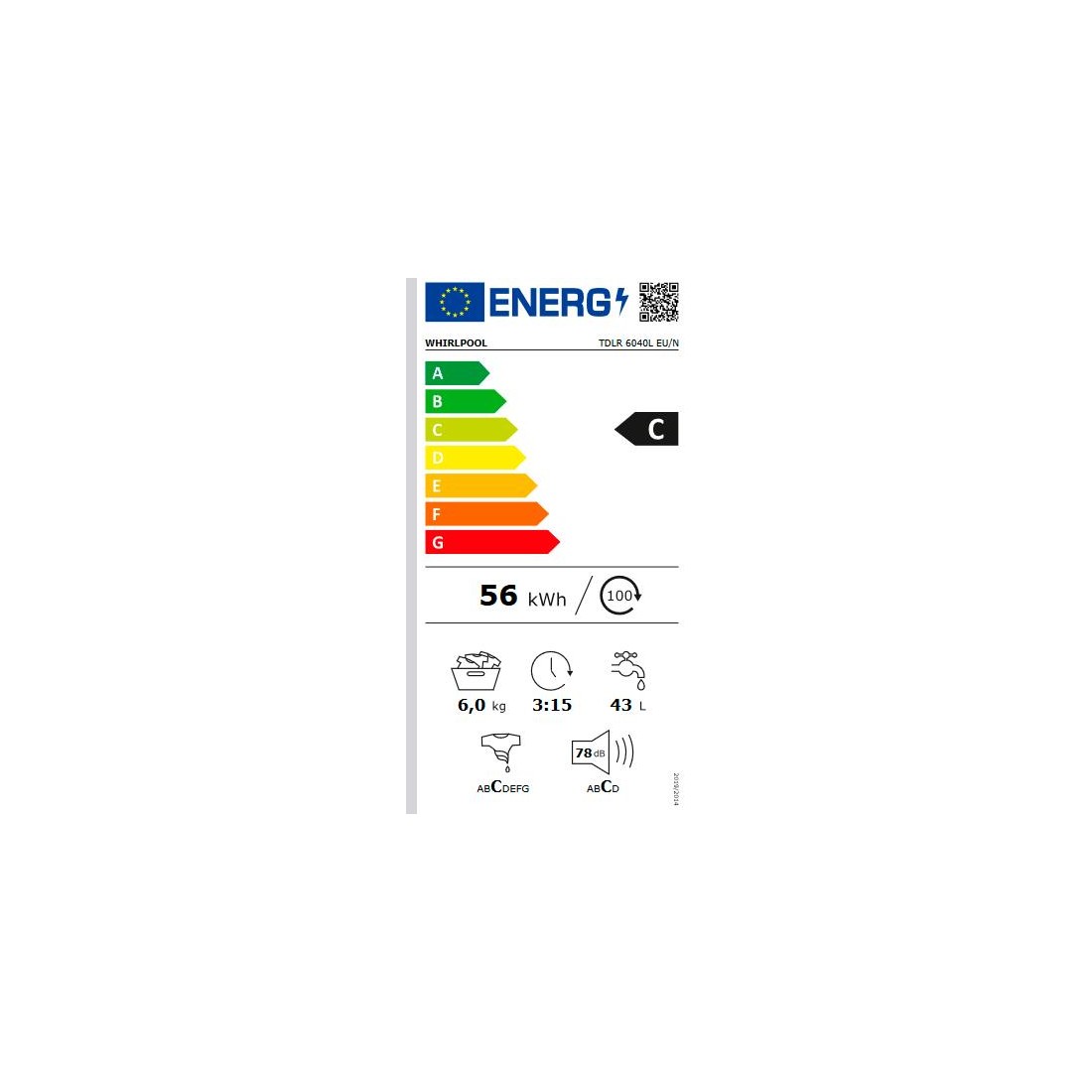 Lavadora Carga Superior Whirlpool TDLR6040EU, Clase C