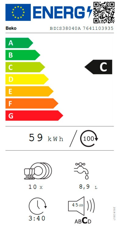 Etiqueta de Eficiencia Energética - BDIS38040A