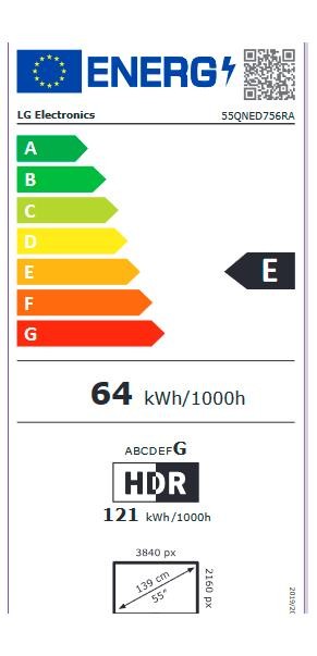Etiqueta de Eficiencia Energética - 55QNED756RA