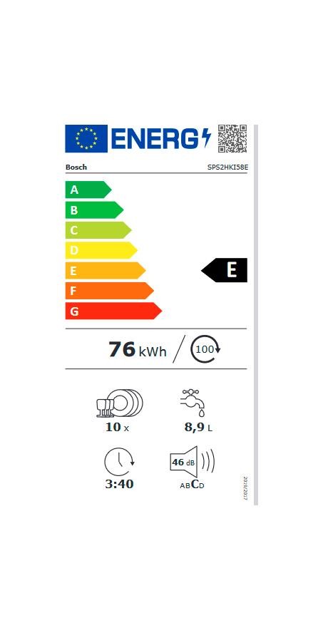 Etiqueta de Eficiencia Energética - SPS2HKI58E