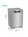 Lavavajillas Libre Instalación - Hisense HS642C60X, 14 servicios, 48 dB, 60 cm,  Inox