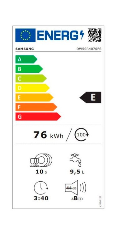 Etiqueta de Eficiencia Energética - DW50R4070FSEC