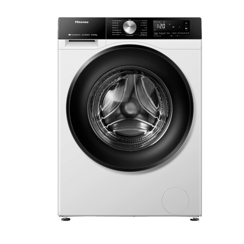 Hisense – Lavadora secadora Hisense 10,5 kg / 1.400 rpm, WIFI Serie 3S- WD3S1043BW3.