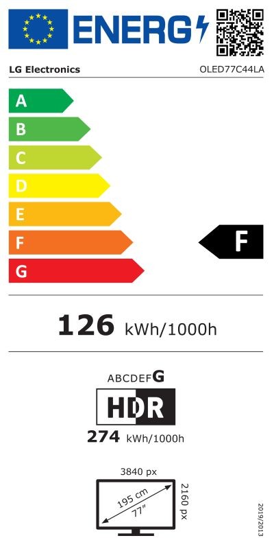 Etiqueta de Eficiencia Energética - OLED77C44LA