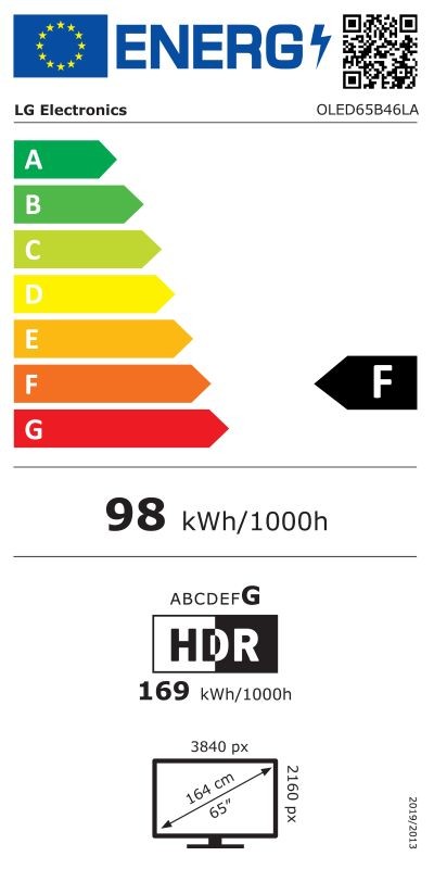 Etiqueta de Eficiencia Energética - OLED65B46LA