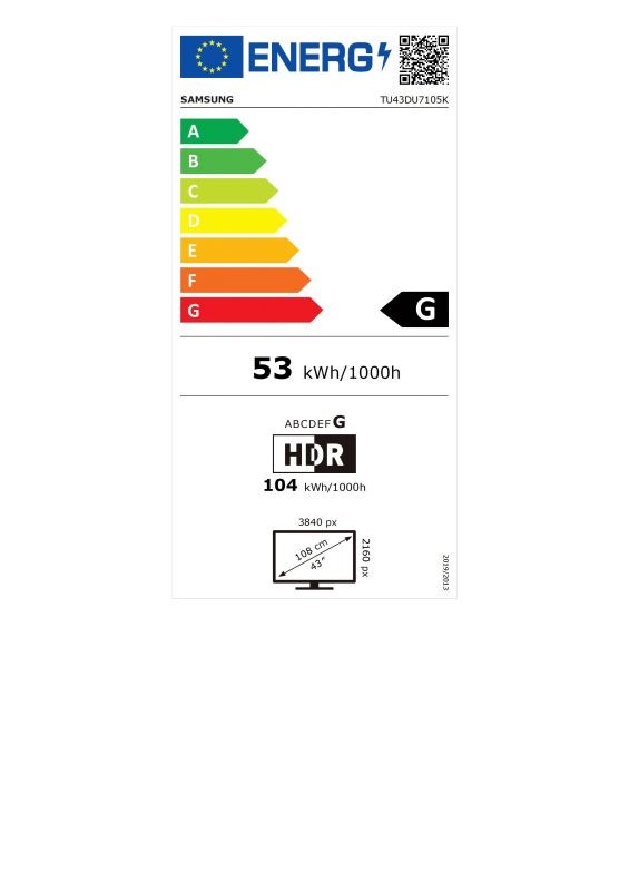 Etiqueta de Eficiencia Energética - TU43DU7105KXXC