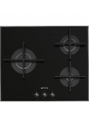 Placa Gas - SMEG PV163B3, Cristal Negro, 60 cm, 3 zonas