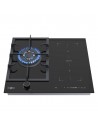 Placa Gas Butano e Inducción - Vitrokitchen VG611NB, 3 Zonas de Cocción, 60cm, Negro