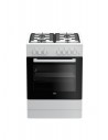 Cocina Gas y Eléctrica - Beko FSE62110DW, 60 cm, 4 fuegos, Blanco