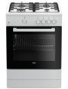 Cocina Gas - Beko FSG62000DWL, Eficiencia A, 60 cm, 4 fuegos, Blanco