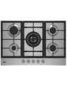 Placa Gas - Beko HIAW75225SL, 5 Zonas, 75 cm, Acero Inoxidable, Sin Marco