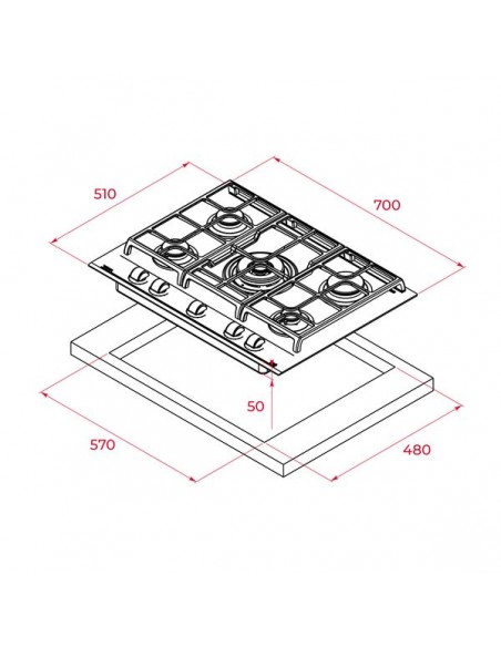 Placa Gas - Teka GZC75330XBN, 70 cm...