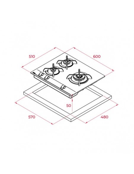 Placa Gas - Teka GBC63010KBN Natural,...