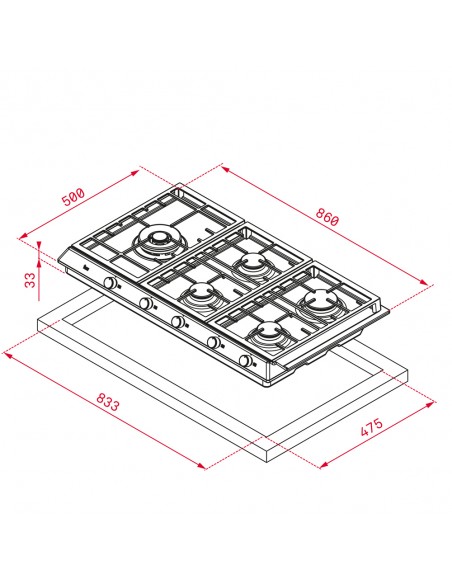 Placa Gas - Teka EX 90.1 5G AI AL DR...