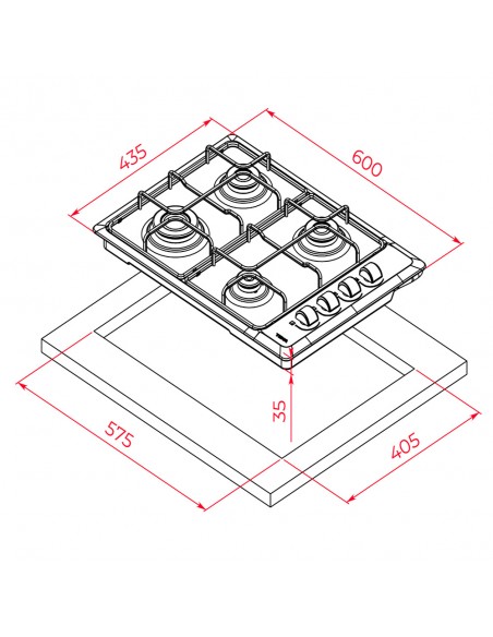 Placa Gas - Teka  HLX 540, Cuatro...
