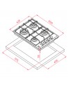 Placa Gas - Teka  HLX 540, Cuatro Fuegos, 60 cm, Natural, Inyectores Gas Butano